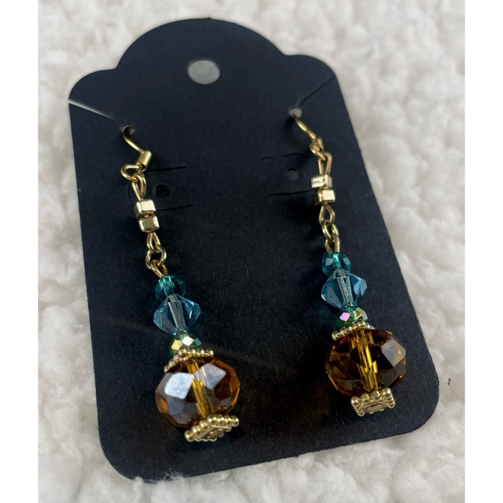 (NWOT) Blue/Green/Orange/Gold Firefly Necklace w/ Matching Drop Earrings - Picture 12 of 16